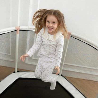 LUSK 60'' Kids Trampoline, Indoor Toddler Trampoline with Safety Net, 500lb Capacity, Safe No-Gap Design & Kid-Friendly Materials, Gifts for Boys & Girls - color: Nude Pink