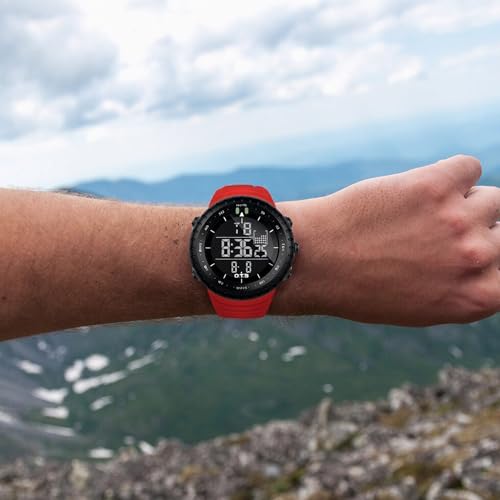 PALADA Men's Digital Sports Watch Waterproof Tactical Watch with LED Backlight Watches for Men - color: Red