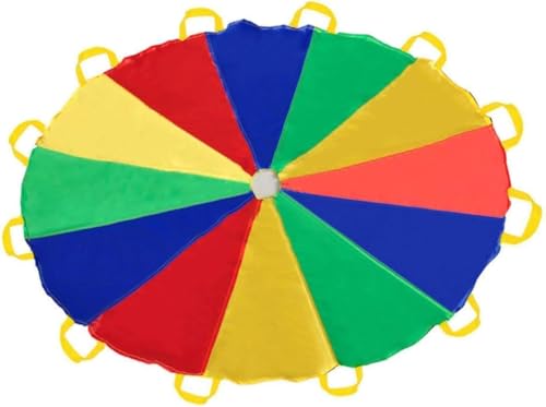 Sonyabecca Parachute, Kids Play Parachute 12ft with 12 Handles for Cooperation Group Game, Suitable for School, Outdoor, Summer Camp (12 Feet) - size: 12FT with 12 Handles