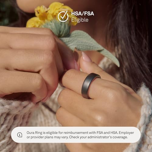 Oura Ring 5 - Stealth - Size 8 - Smart Ring Health Tracker - Sleep, Activity, Women's Health, AI Advisor, 1 Week Battery Life, Oura App, Android & iOS Compatible - color: Stealth, size: 8, style: Ring