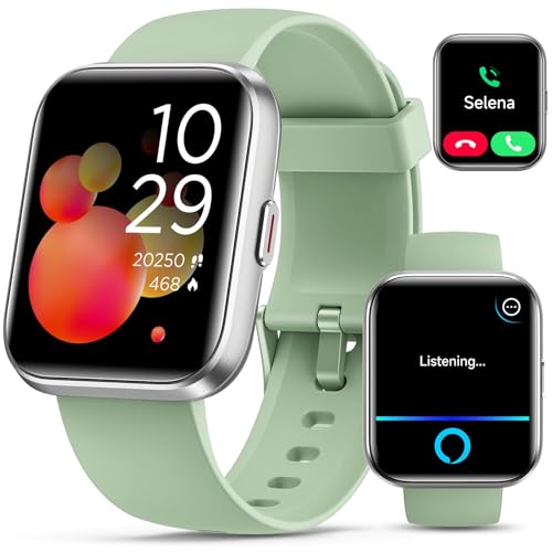 Quican Smart Watches for Women/Men, Smart Watch for Android Phones & iPhone, Fitness Watches for Women with Alexa, Call & Notification Alerts, Tracks Heart Rate/Sleep Smartwatches (Green, 1.8 inches) - color: Green
