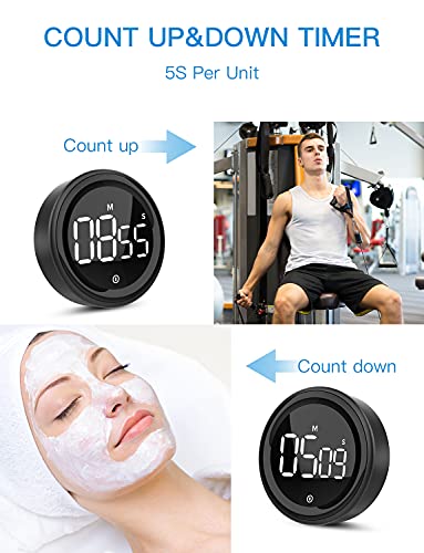 LIORQUE Digital Kitchen Timer, 99 Minute Magnetic Countdown Timer, Black