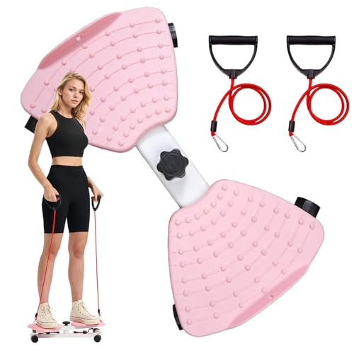 Waist Twister Machine with Resistance Bands - 300 lbs Weight Capacity, Non-Slip Twist Board, Noiseless Ab Twister for Belly Fat Loss, Home Gym Equipment for Women/Men - color: pink