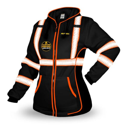 KwikSafety Women's Fleece Safety Hoodie Class 3 ANSI OSHA PPE - color: Black, size: Large