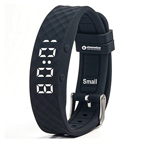 VB80 12 Alarm Vibrating Watch, Silent Vibration Shake Wake ADHD Medication Reminder - color: Black-Small