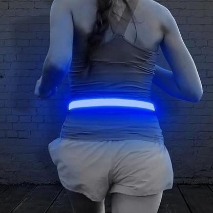 Illumifun LED Running Belt - USB Rechargeable Light Up Sash, High-Visibility Elastic Waistband Light for Running Cycling Hiking Camping Nighttime Activities - color: Blue