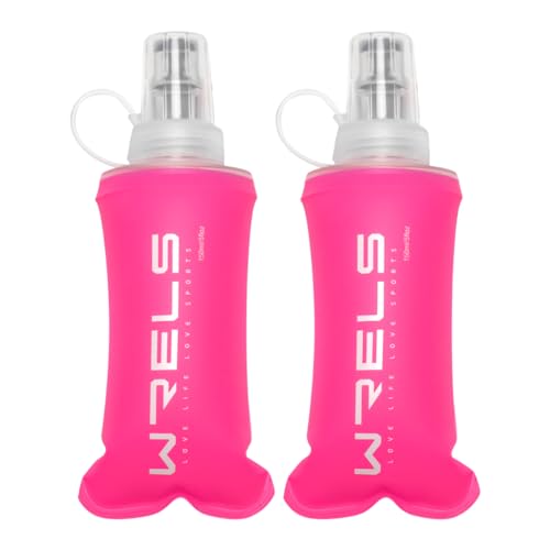 Soft Running Water Flask Soft Flasks Collapsible Soft Water Bottles Small BPA-Free for Sports Hiking Hydration Pack 5oz/8oz/17oz(PINK,5oz*2) - color: Pink, style: 150ml/5oz-2 Pack