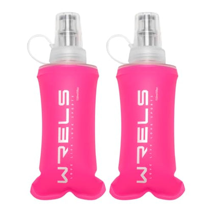 Soft Running Water Flask Soft Flasks Collapsible Soft Water Bottles Small BPA-Free for Sports Hiking Hydration Pack 5oz/8oz/17oz(PINK,5oz*2) - color: Pink, style: 150ml/5oz-2 Pack