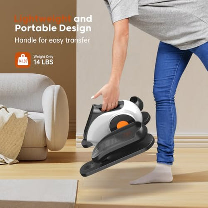 HitGo Under Desk Elliptical, 2-in-1 Electric Pedal Exerciser for Seniors, 10 Resistance Levels, 10 Speeds, 3 Auto Modes, Quiet Leg Exerciser with Remote, Fully Assembled, Non-Slip Pedals