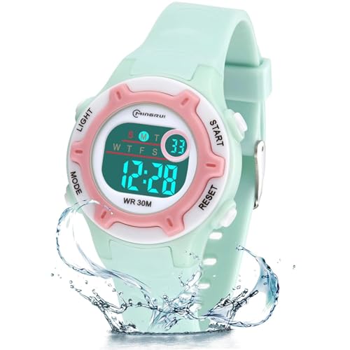 DTKID Digital Kids Watch 30 M Waterproof for Girls Boys 5-16 - color: Green-8203b