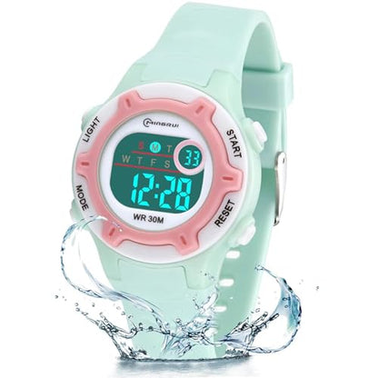 DTKID Digital Kids Watch 30 M Waterproof for Girls Boys 5-16 - color: Green-8203b