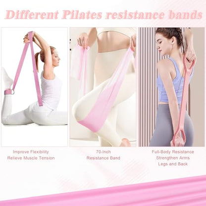 Home Pilates Essentials Kit for Women, Complete 13-in-1 Pilates Equipment Ring and Ball Set with 5 TPE Resistance Bands, Ankle Weights, 8-Shaped Pull Band, Stretch Strap and Waterproof Bag - size: 14PCS