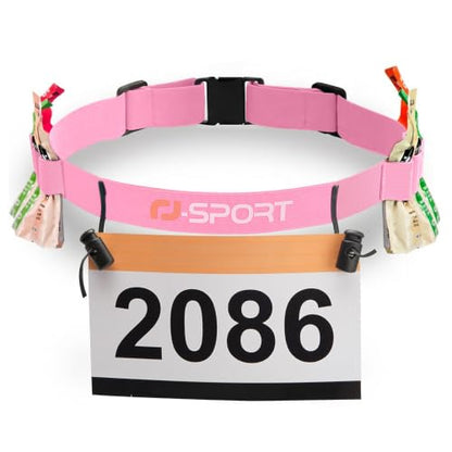 RJ-Sport Race Number Belt with 6 Energy Gel Loops for Triathlon & Marathon - color: 05 Light Pink