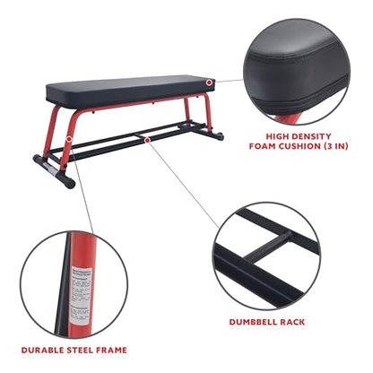 Sunny Health & Fitness Heavy-Duty Weight Bench for Home Gym Training - color: 2. Red