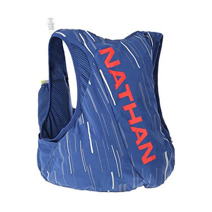 Nathan Men's Pinnacle Race Vest 4L Hydration Pack, Two 20 oz Soft Flasks, Running, Hiking, Water-Resistant, Moisture Wicking, Adjustable Straps - color: Estate Blue/Ribbon Red, size: Medium