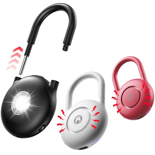 HOU 130dB Personal Alarms for Women – USB-C Rechargeable Self Defense Alarm Keychain with Strobe Light – Loud Personal Safety Alarm for Students & Jogging – Safe for Seniors, Black - color: Black