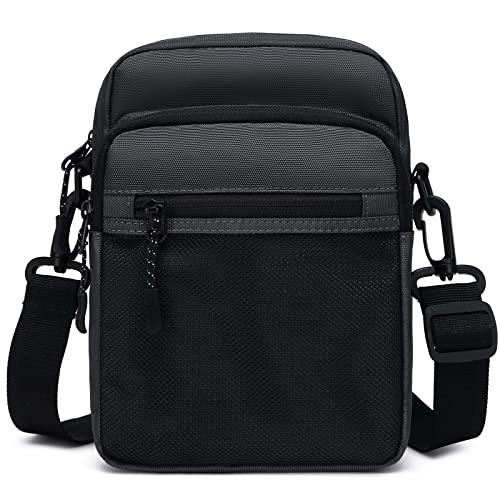 Lohol Small Messenger Bag for Men Women, Water Resistant Adjustable Crossbody Sling bag Purse for Travel Sports - color: Dark Grey