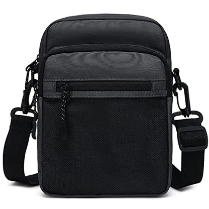 Lohol Small Messenger Bag for Men Women, Water Resistant Adjustable Crossbody Sling bag Purse for Travel Sports - color: Dark Grey