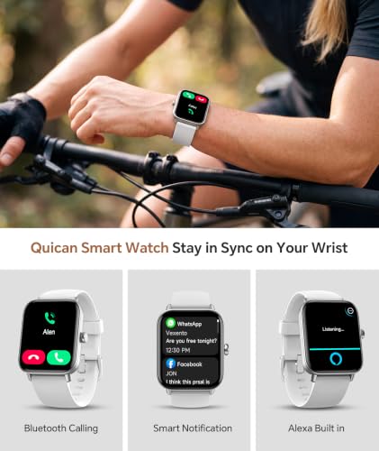 Smart Watch for Women/Men, Bluetooth Calling, Alexa built-in, iOS Android - color: White