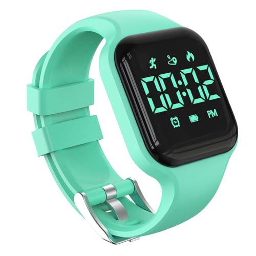 Kids' Digital Sport Pedometer Watch for Boys Girls,Waterproof, Fitness Tracker Watch, with Vibrating Alarm & Calendar, for Children, Teens, Students - color: green