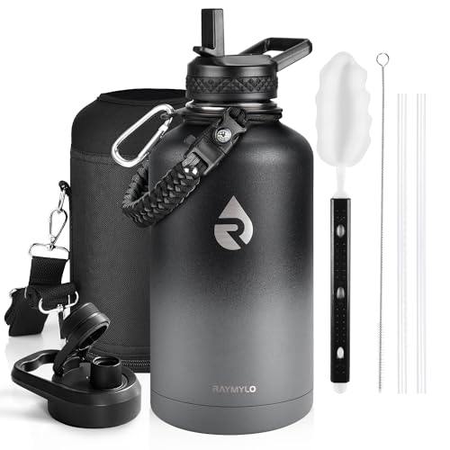 RAYMYLO Insulated Water Bottle 64 oz, Triple Wall Vacuum Stainless Steel - color: Dark Gray, size: 64 Ounces