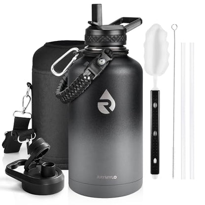 RAYMYLO Insulated Water Bottle 64 oz, Triple Wall Vacuum Stainless Steel - color: Dark Gray, size: 64 Ounces