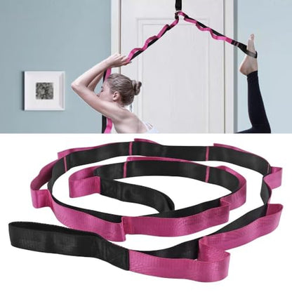Nylon Webbing Neoprene Stretch Band Non-elastic Pull Strap Longened Yoga Training Belt Auxiliary Rope for Split Leg Dance and Body Stretching - color: Purple