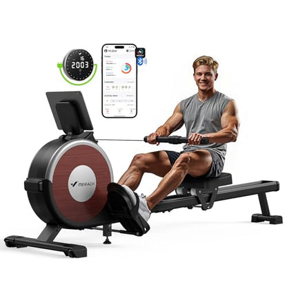 Merach Q1S Magnetic Rowing Machine Indoor, Dual Slide Rail, Quiet & Smooth - style: Electric-Adjust (Plug-in)