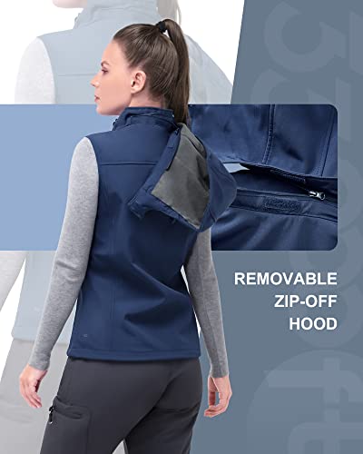 33,000ft Women's Hooded Lightweight Softshell Vest Fleece Lined for Running - color: Blue, size: X-Small