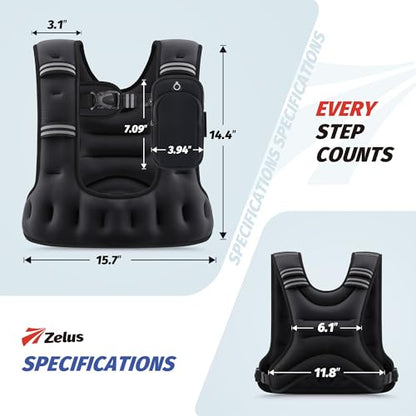 ZELUS Weighted Vest for Women & Men, U-Shaped Running Vest with Arm Pocket - color: Black, size: 8LB