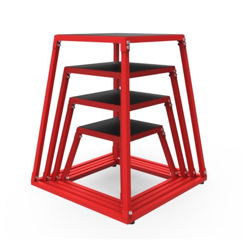 Garvee Steel Plyo Box for Exercise, Plyometric Jumping Box Metal Exercise Step Up Box with Anti-Slip Surface for Home Gym Training,Single and Set - color: Red, size: 12/18/24/30 inch