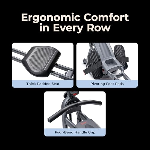 Sunny Health & Fitness Premium Water Rower w/Intensive Dynamic Real-Time Resistance, 300 LB Capacity Flip-able Rowing Machine for Home Training, Optional Free SunnyFit App Connection - color: Grey