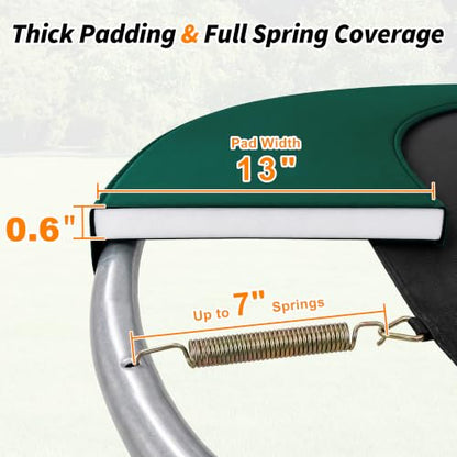 Exacme Double-Sided Round Trampoline Spring Cover, Replacement Safety Pad - color: Dark Green, size: 16FT