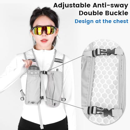 Running Vest for Women Men, Adjustable Lightweight Hydration Vest with 500ml Soft Flask, Breathable Backpack for Trail Race Hiking Cycling Climbing Jogging Marathon