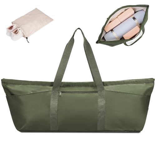 sportsnew Large Yoga Mat Bag Trolley Sleeve Gym Carrier Shoe Bag Wet Pocket - color: Army Green