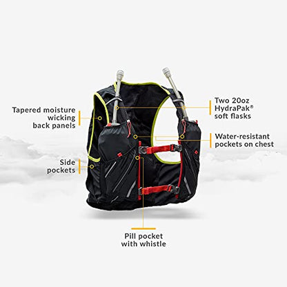 Nathan Pinnacle Hydration Running Vest Backpack for Trail Running & Marathon with Soft Flasks, Lightweight Water-Resistant Race Vest - color: Black / Hibiscus, size: XX-Small
