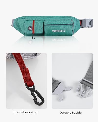 WATERFLY Small Fanny Pack for Women Men, Crossbody Travel Waist Bag - color: Dark Green