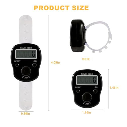 TESEAS Electronic Finger Counter, 6 Pack Digital Tally Counter Clicker with Led, Resettable 5 LCD Digit Display Hand Tally Counter Counting for Golf,Goods Counting,Lap & Knitting - color: 2pc black white