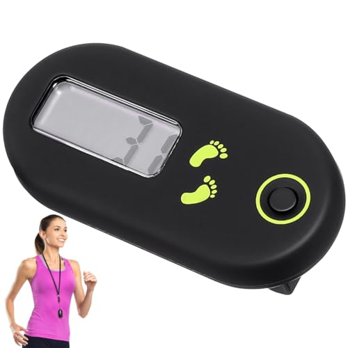 Kisangel Walking 3D Pedometer, Simple Step Counter with LED Digital Watch, Clip on E Clips Pocket Pedometer for Men Women Fitness Exercise (Black)