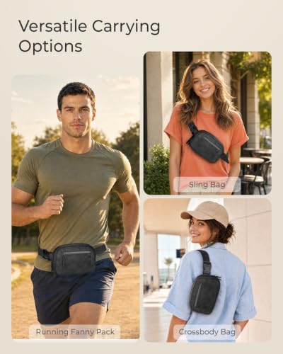 Fanny Packs for Women Crossbody Belt Bags, Waist Pack with Adjustable Strap - color: A-Black Camo, size: Double Layer