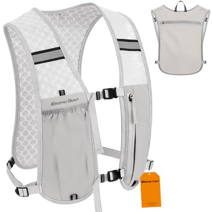 Running Vest Hydration Backpack for Men Women, Lightweight Breathable Hydration Packs, Adjustable Chest Straps Daypack, Reflective Water Running Vest for Marathon, Trail, Hiking, Cycling - color: Grey