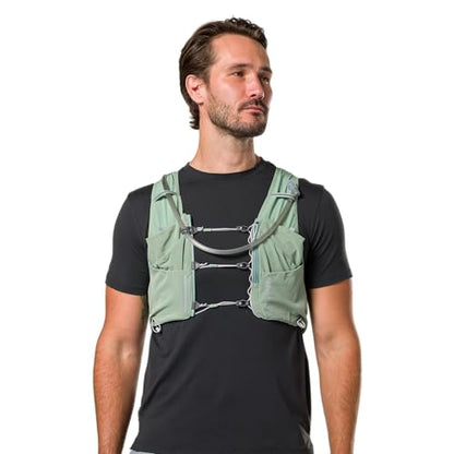 Nathan Hydration Vest 12L for Running & Hiking - Quick-Fit Adjustments, Breathable Mesh, 1.6L Insulated Bladder, Lightweight 8.8 oz, 6 Power Mesh Pockets, Diagonal Zip - Pinnacle Pro - size: Large, style: Sage Green