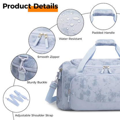 Uarition Gym Bag for Men & Women - 50L Duffle Bag for Travel, Blue Tie-Dye - color: Light Blue Tie-Dye