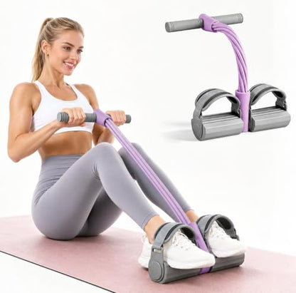 Adjustable Foot Pedal Resistance Bands with Handles - color: Purple