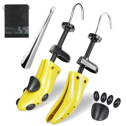 Plastic Shoe Stretcher for Women & Men Wide Feet, Adjustable Shoe Expander - color: L (for Men's Size Us 10-13.5) Yellow
