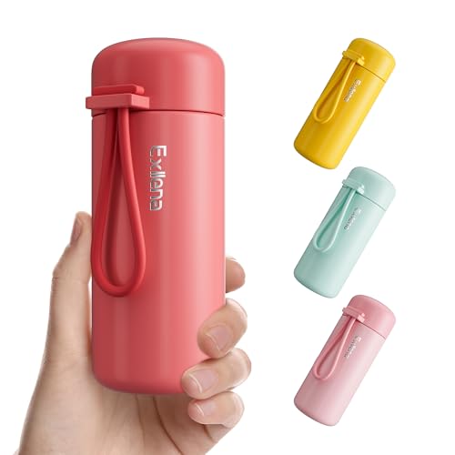 Exllena Mini Water Bottle 5oz, Small Insulated Water Bottle for Hot&Cold Drinks, Water Bottle Purse with Carry Handle - 100% Leakproof Perfect for School, Travel...(Coral Red) - color: Coral Red, size: 5.1 Ounces