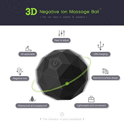 Electric Vibrating Massage Ball, 2-Speed Fitness Yoga Pilates Physical Therapy Massage Roller to Fight Sore Muscles,Washable Negative Ion Vibration Massages ball for Muscle Recovery,Myofascial Release
