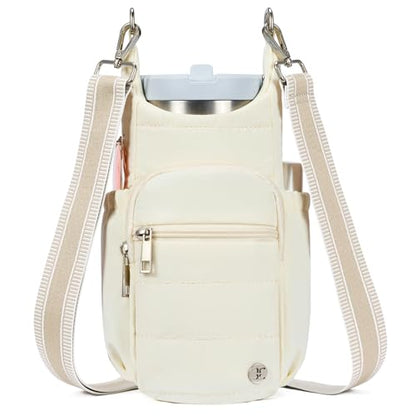 Telena Water Bottle Holder with Strap RFID Crossbody Bags for Women - color: Beige Yellow