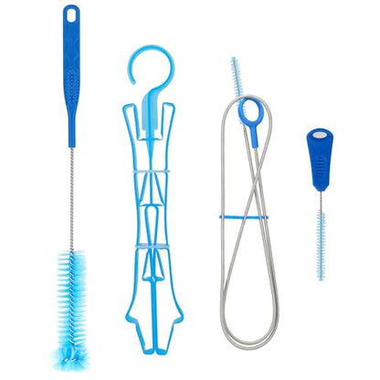 Water Bladder Cleaning Kit, Includes Tube Brushes, Small Bite Valve Brush, Big Brush, Hanger Works with All Hydration Bladders - color: Blue