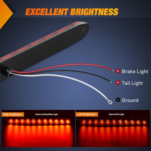 Nilight LED Trailer Light Kit Submersible Rectangular Tail Marker Lights - color: Red Trailer Light w/11LED ID Bar w/Marker Lights